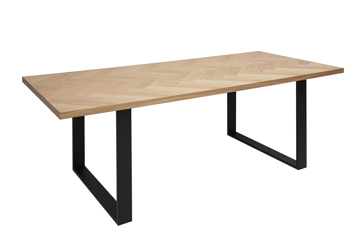 Table  manger rectangulaire finition bois chne et mtal noir L200 cm MAGDA