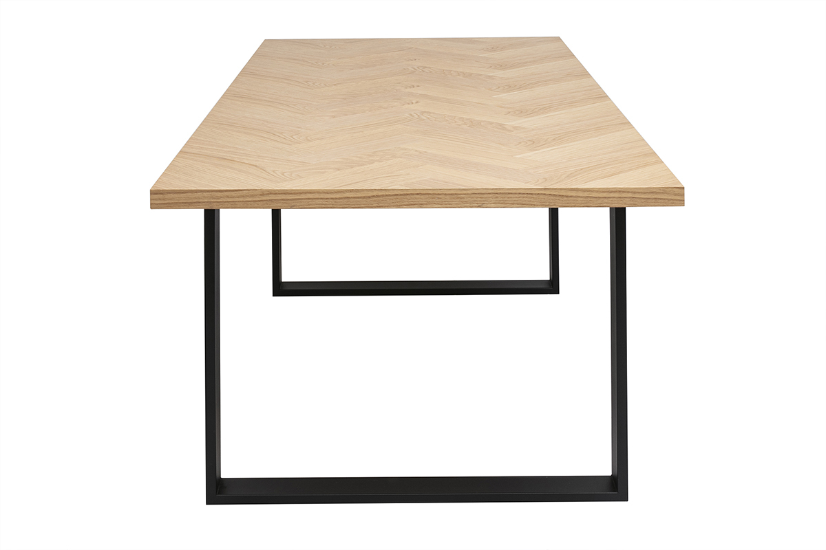 Table  manger rectangulaire finition bois chne et mtal noir L200 cm MAGDA