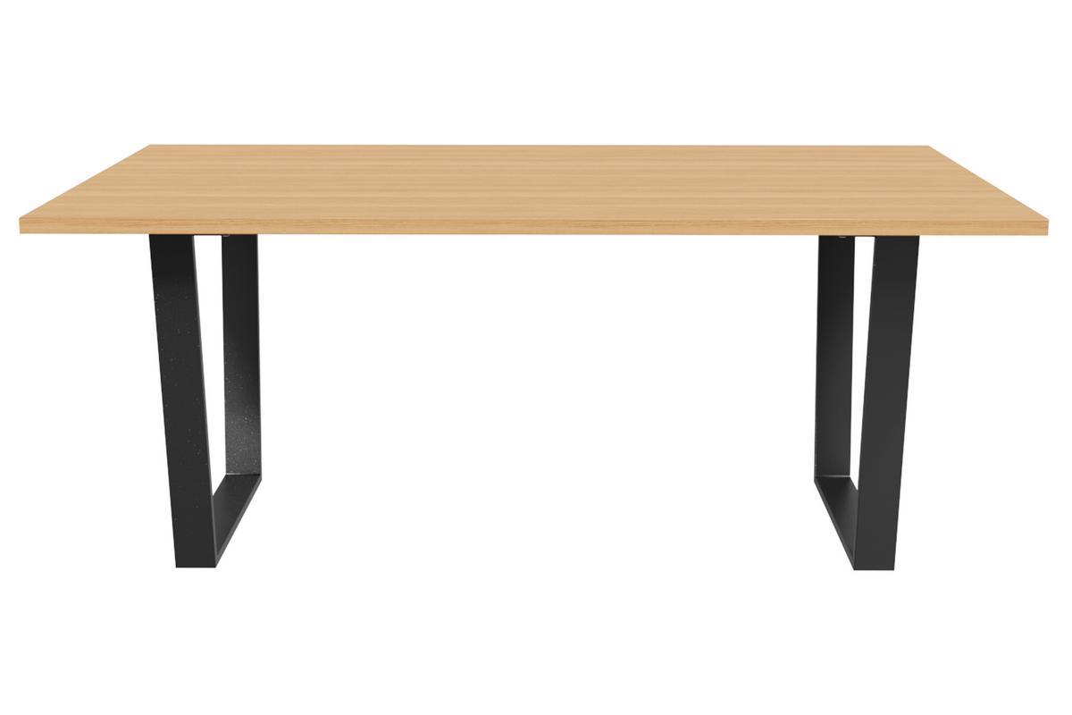 Table  manger rectangulaire industrielle bois chne et mtal noir L180 cm VALDA