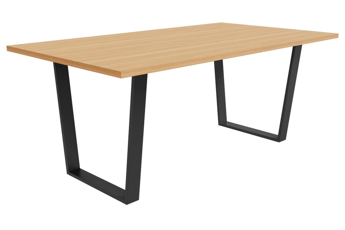 Table  manger rectangulaire industrielle bois chne et mtal noir L180 cm VALDA