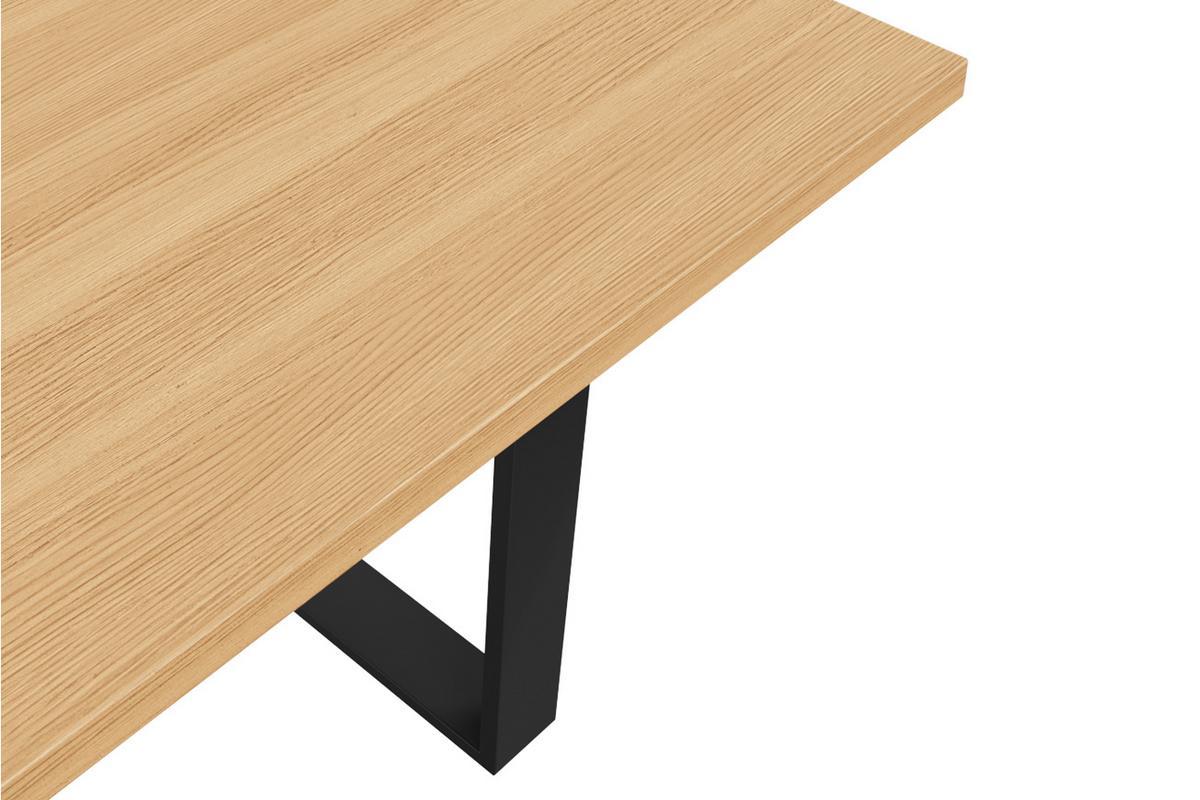 Table  manger rectangulaire industrielle bois chne et mtal noir L180 cm VALDA