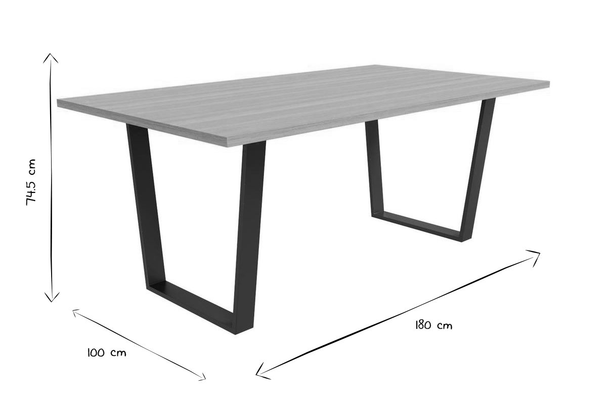 Table  manger rectangulaire industrielle bois chne et mtal noir L180 cm VALDA