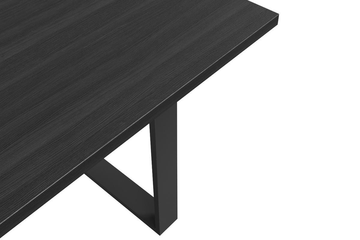 Table  manger rectangulaire industrielle bois noir et mtal noir L180 cm VALDA