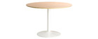 Table &agrave; manger ronde bois clair et m&eacute;tal blanc D110 cm KALI