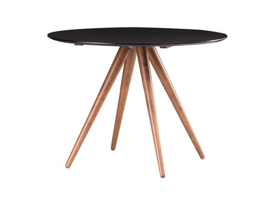 Table &agrave; manger ronde design 106 cm noyer et noir WALFORD