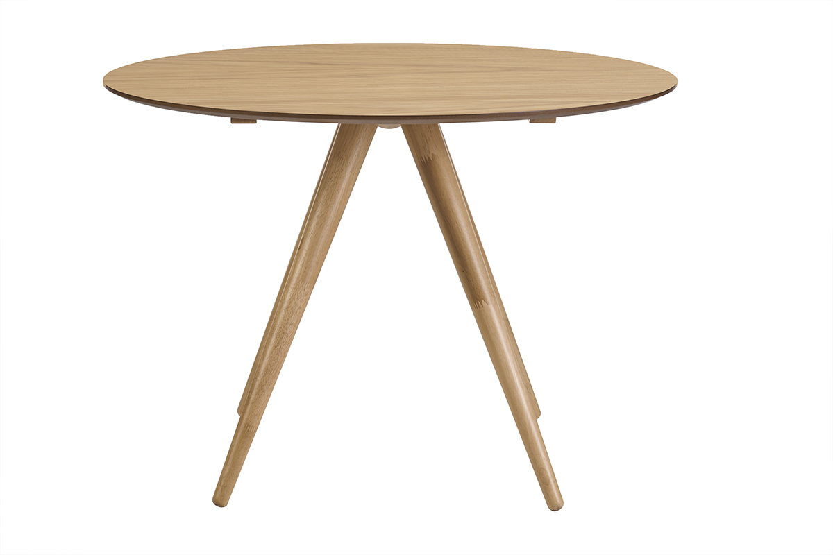 Table � manger ronde design en bois clair fr�ne D106 cm WALFORD