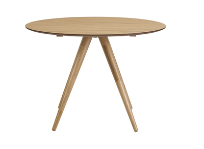 Table &agrave; manger ronde design en bois clair fr&ecirc;ne D106 cm WALFORD