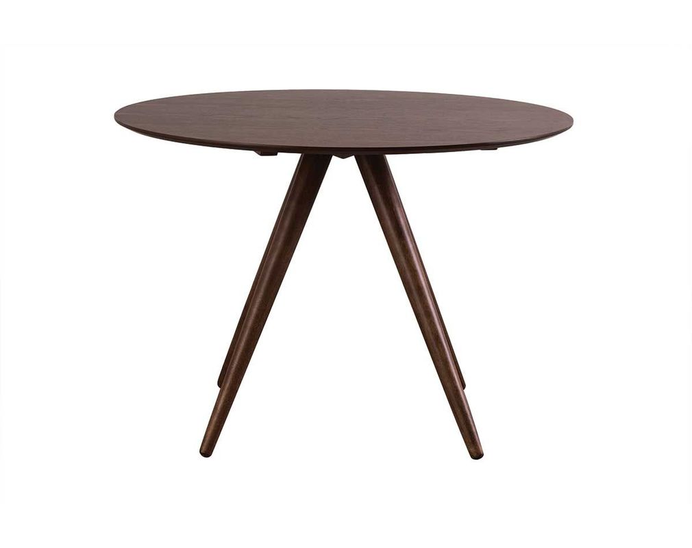 Table à manger ronde design noyer D106 cm WALFORD - Zoom Table à manger ronde design noyer D106 cm WALFORD