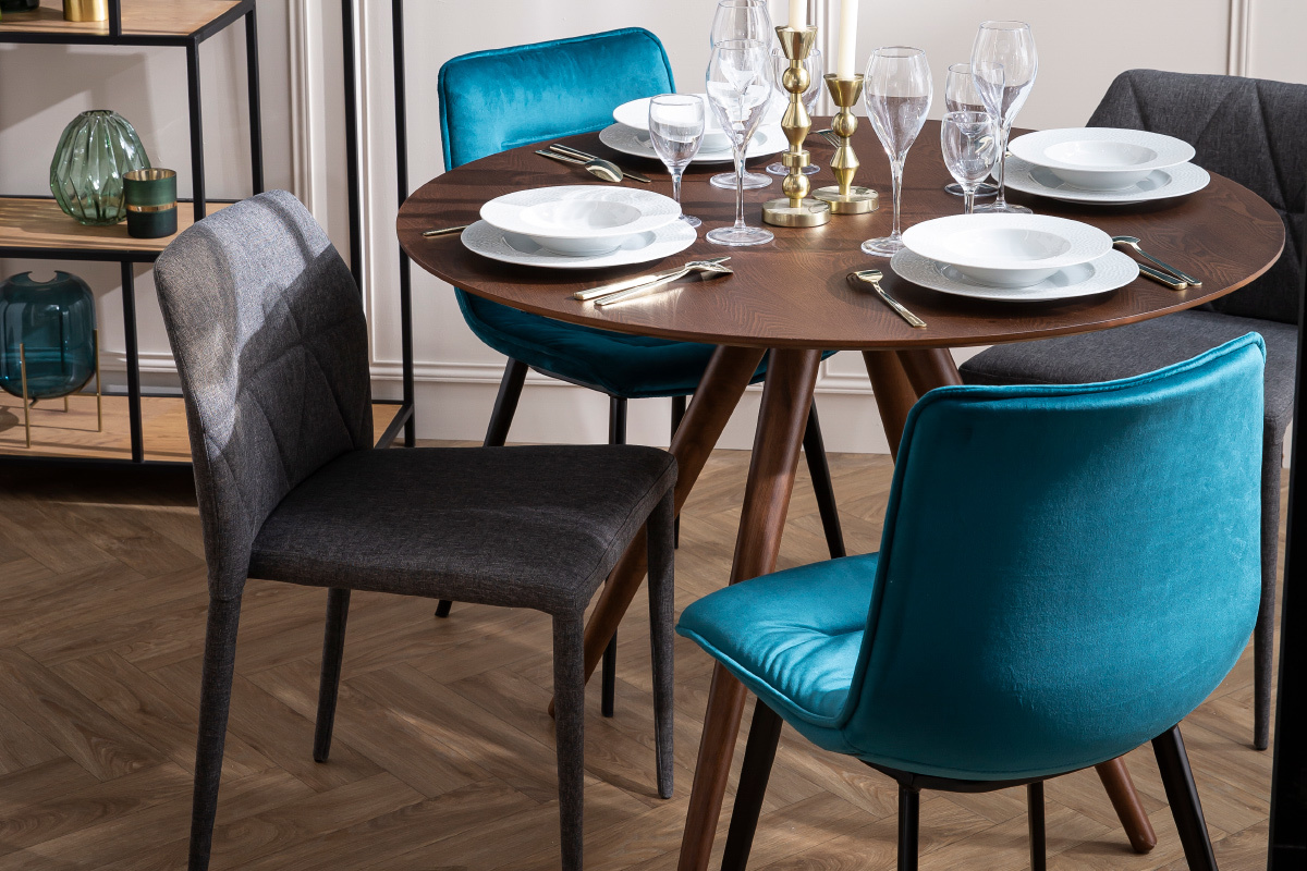 Table à manger ronde design noyer D106 cm WALFORD