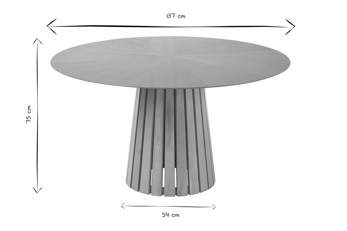 Table  manger ronde en bois clair chne D137 cm DITA