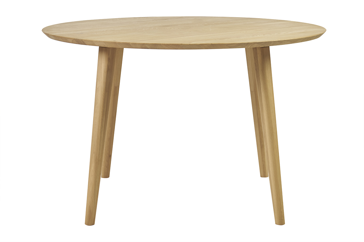 Table  manger ronde en bois clair chne massif D120 cm OKSANA