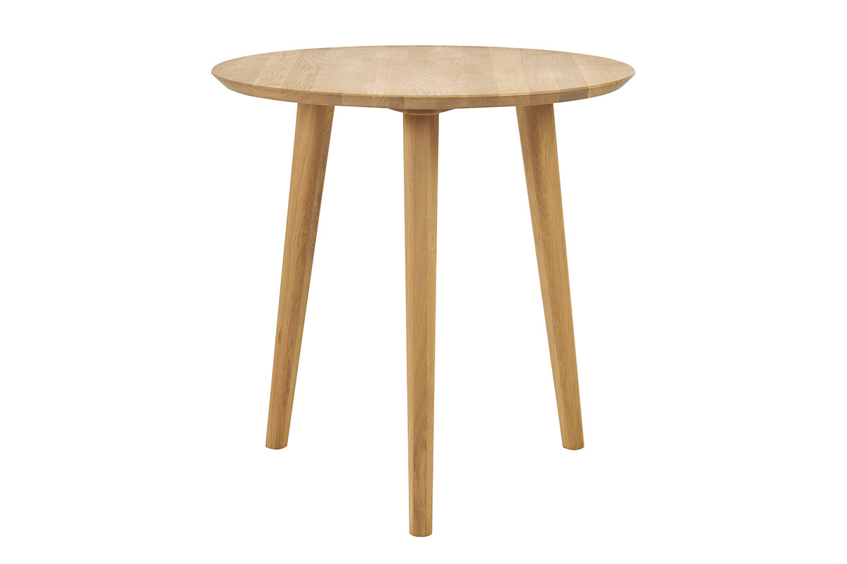 Table  manger ronde en bois clair chne massif D75 cm OKSANA