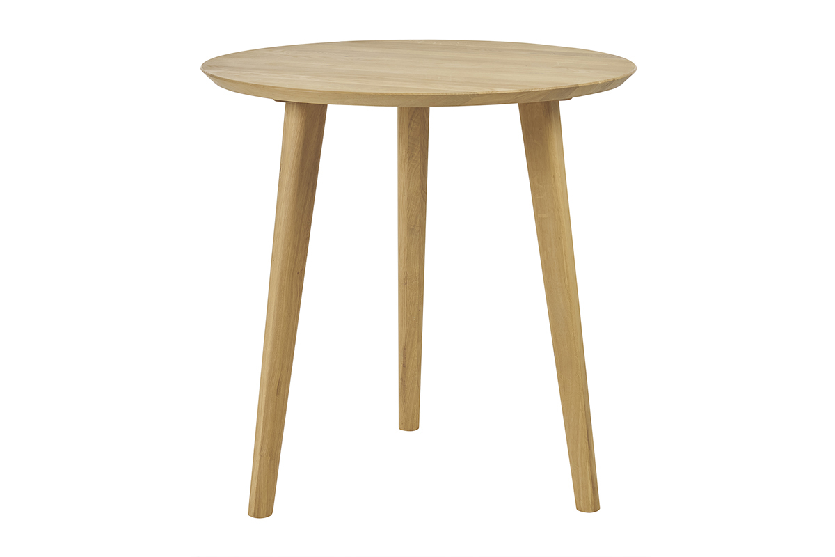 Table  manger ronde en bois clair chne massif D75 cm OKSANA