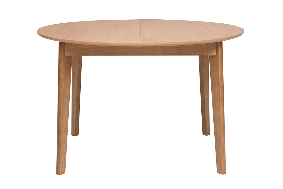 Table � manger ronde extensible avec rallonges int�gr�es en bois clair ch�ne L120-150 cm ANSEL