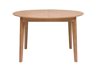 Table &agrave; manger ronde extensible avec rallonges int&eacute;gr&eacute;es en bois clair ch&ecirc;ne L120-150 cm ANSEL