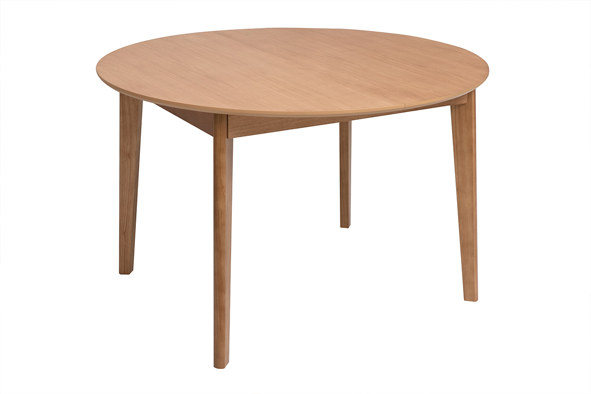 Table � manger ronde extensible en bois clair ch�ne L120-150 cm ANSEL