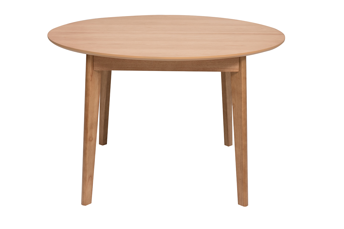 Table � manger ronde extensible en bois clair ch�ne L120-150 cm ANSEL
