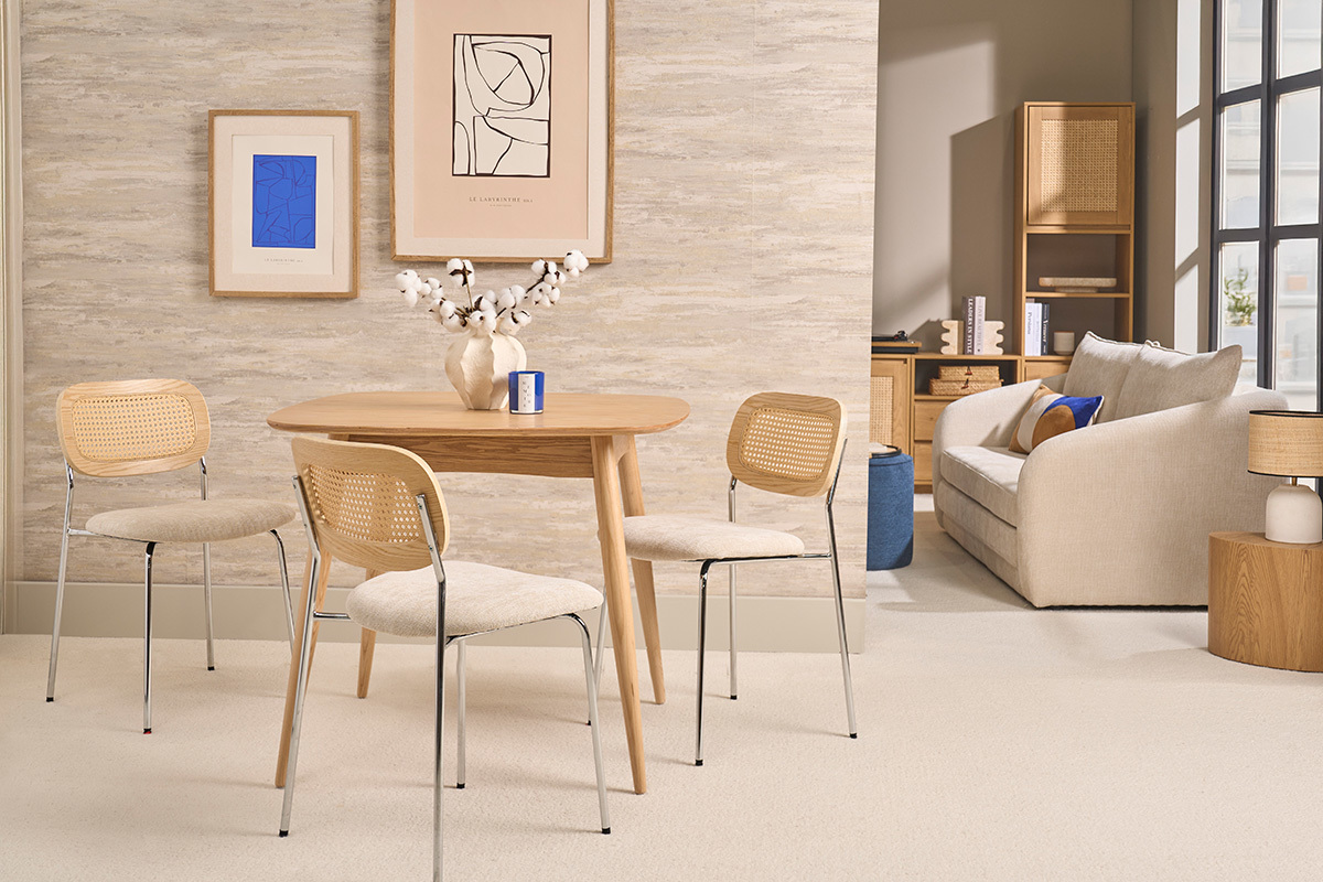 Table � manger scandinave carr�e fr�ne naturel L90 cm BALTIK