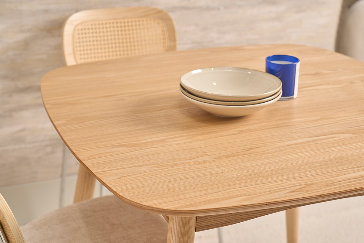 Table � manger scandinave carr�e fr�ne naturel L90 cm BALTIK