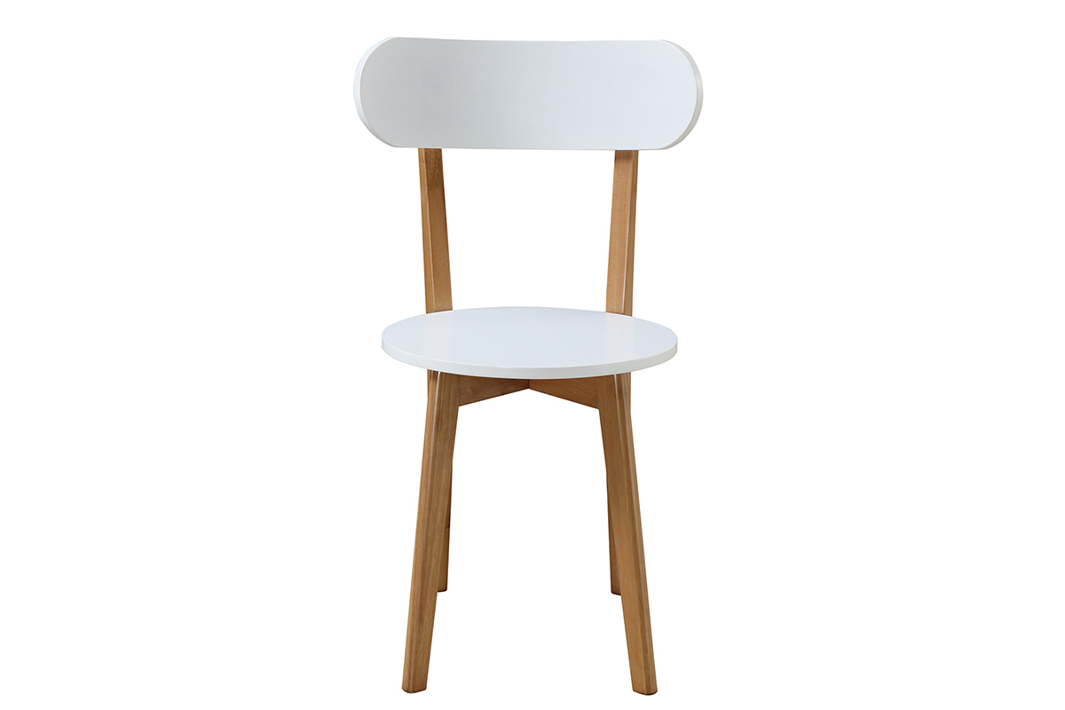 Table � manger scandinave et 4 chaises blanc et bois LEENA