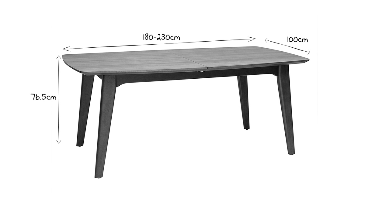 Table à manger scandinave extensible noyer L180-230 cm FIFTIES