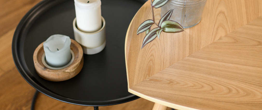 Table basse bois en forme de feuille L60 cm PHYLL