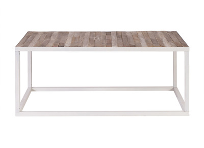 Table basse bois et m&eacute;tal blanc 100 x 60 ROCHELLE