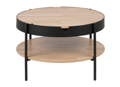 Table basse bois et m&eacute;tal noir 75cm SUZIE