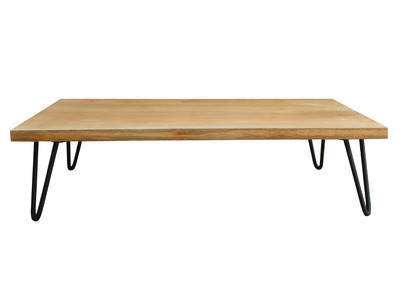 Table basse bois manguier pied &eacute;pingle m&eacute;tal VIBES