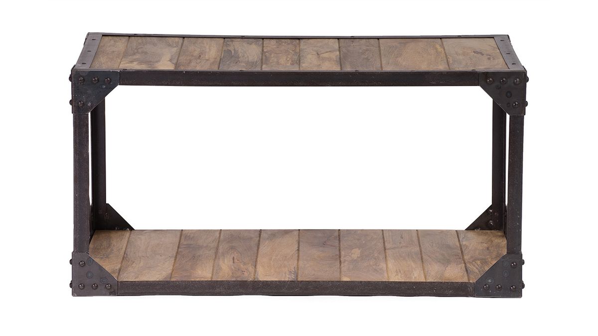 Table basse bois massif et métal industrielle ATELIER