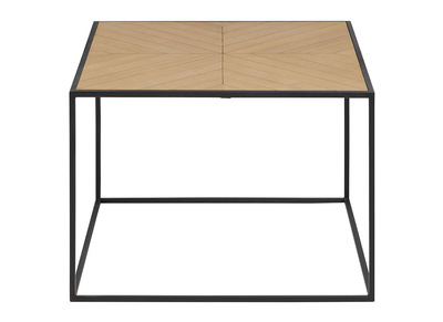 Table basse carr&eacute;e bois et m&eacute;tal noir 60 cm KARE