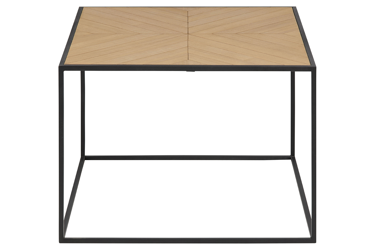 Table basse carr�e bois et m�tal noir L60 KARE