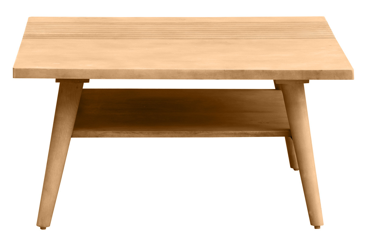 Table basse carrée bois manguier massif gravée L80 cm RUBIA