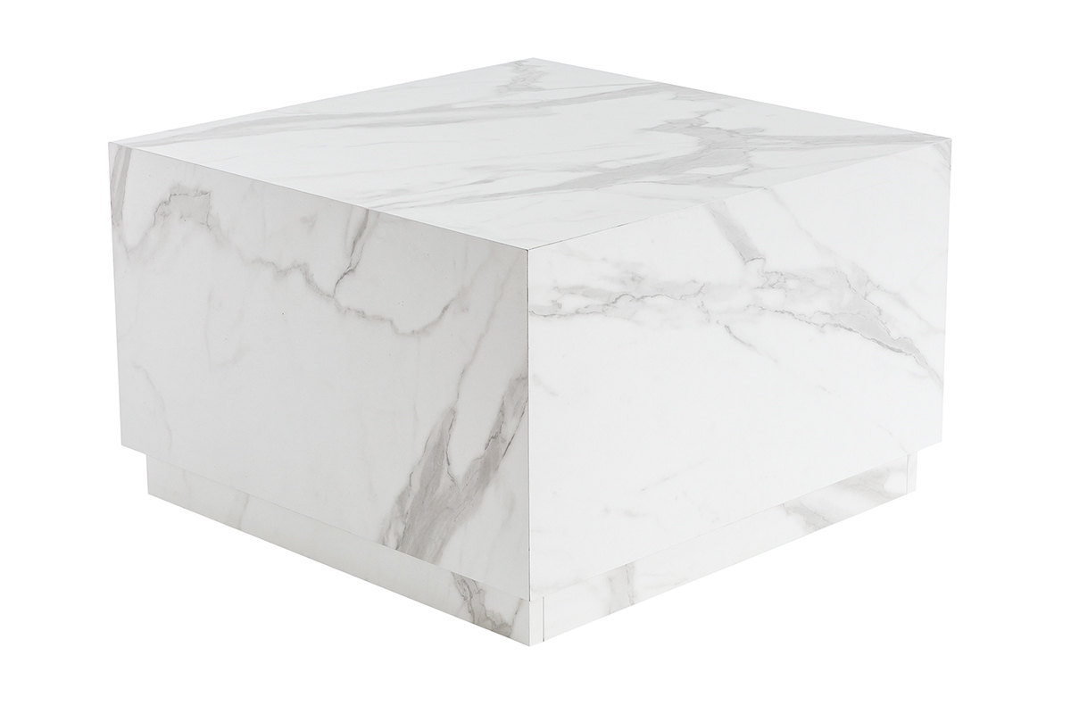 Table basse carr�e design effet marbre L56 cm SCENA