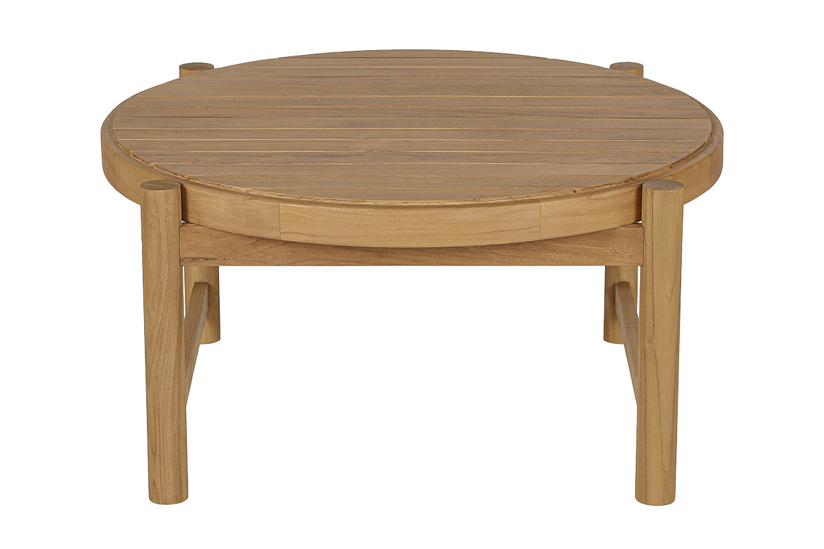 Table basse de jardin ronde en bois teck massif D80 cm MOANA