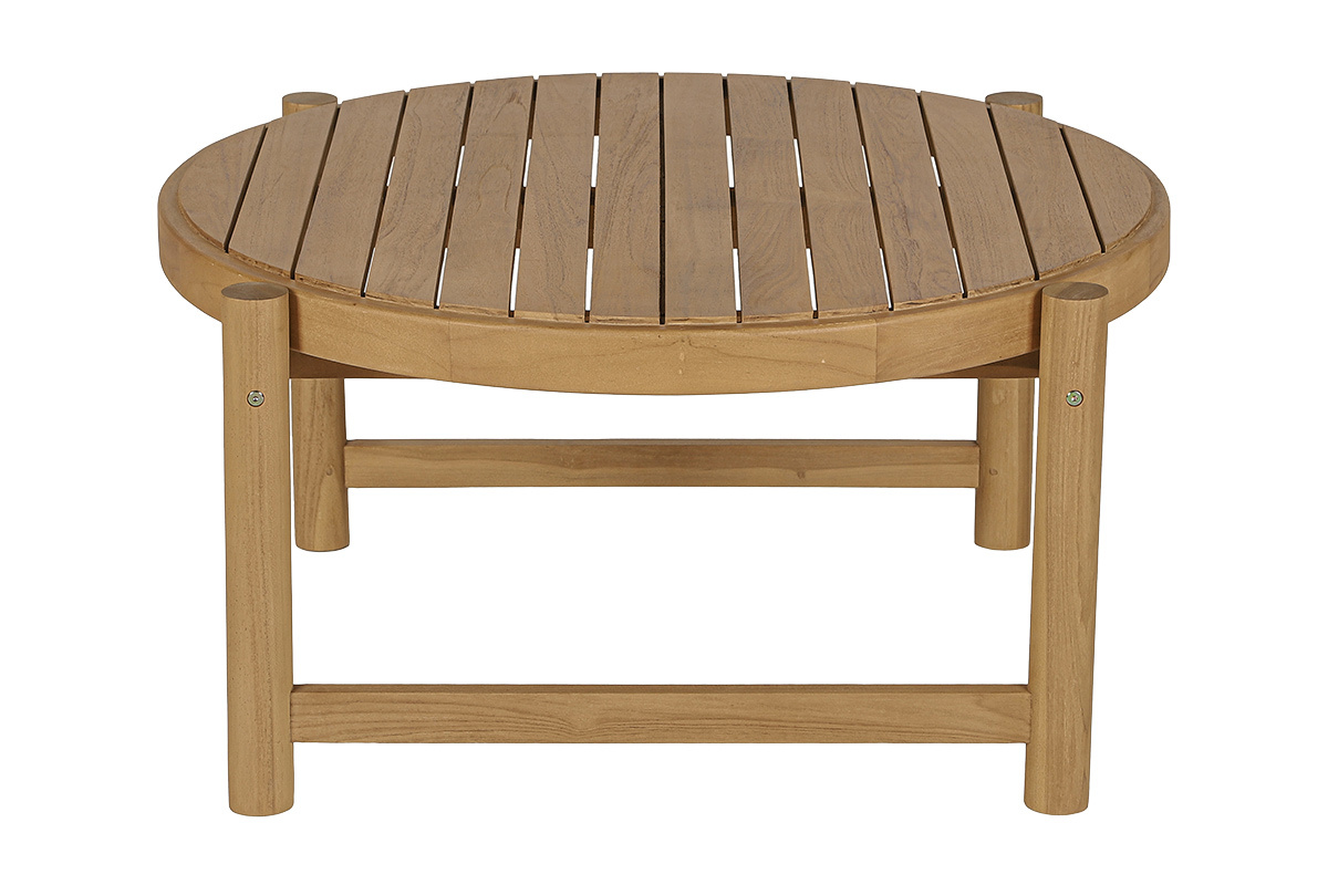Table basse de jardin ronde en bois teck massif D80 cm MOANA