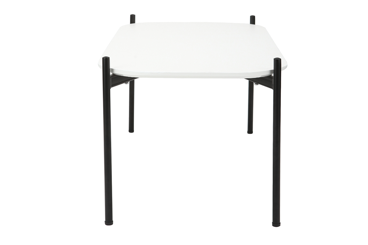 Table basse design 100 cm blanche pieds m�tal SEGA