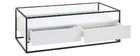 Table basse design avec plateau verre et tiroirs blancs FINN
