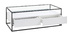 Table basse design avec plateau verre et tiroirs blancs FINN