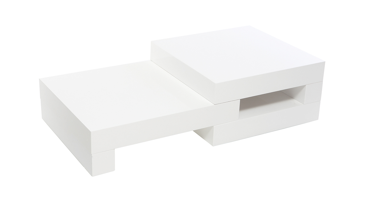 Table basse design blanc brillant LUNA