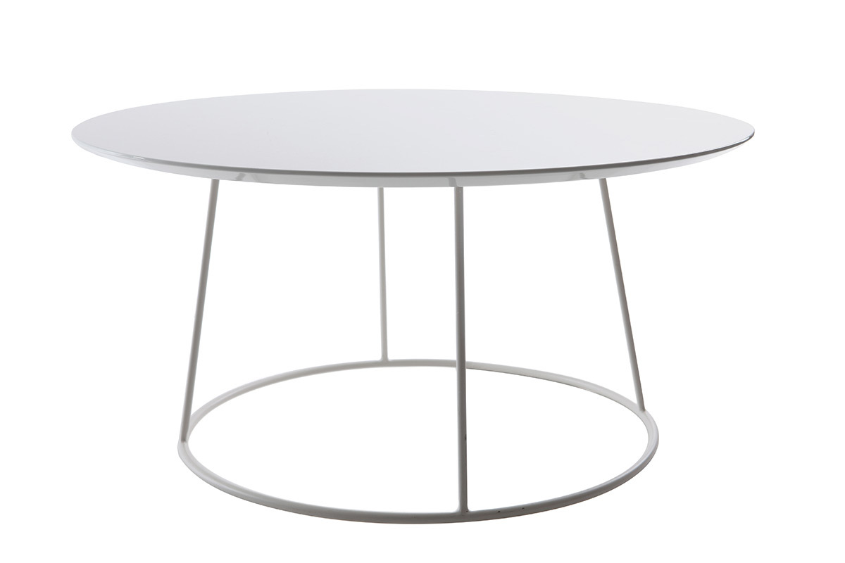 Table basse design blanche D80 x H40 cm KALY