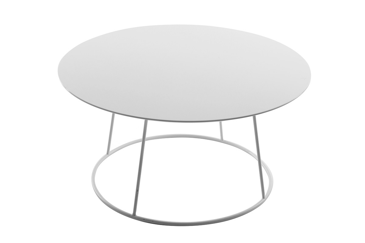 Table basse design blanche D80 x H40 cm KALY