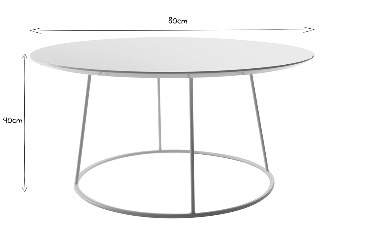 Table basse design blanche D80 x H40 cm KALY