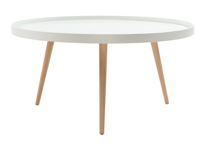 Table basse design blanche et bois 90cm RIX