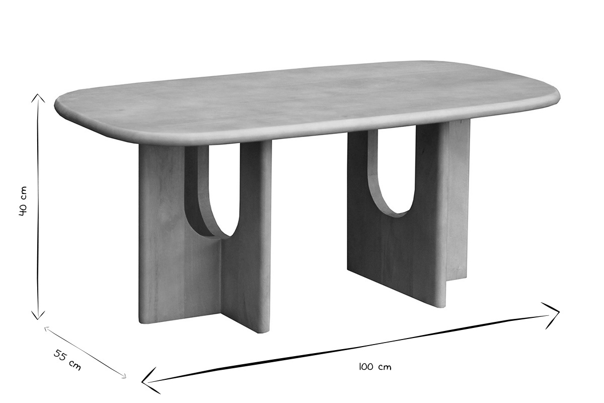 Table basse design bois clair manguier massif L100 cm MASSARI