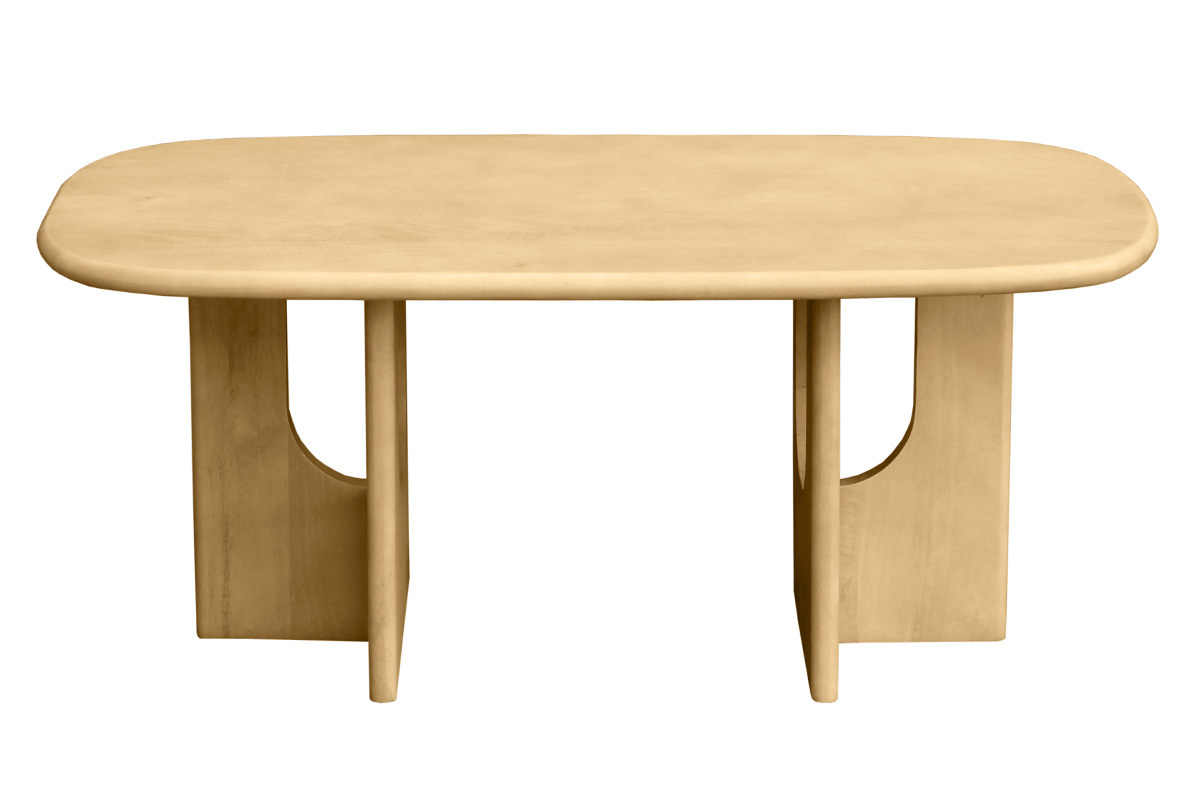 Table basse design bois clair manguier massif L100 cm MASSARI