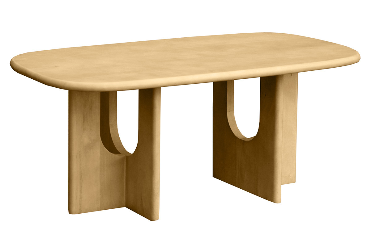 Table basse design bois clair manguier massif L100 cm MASSARI