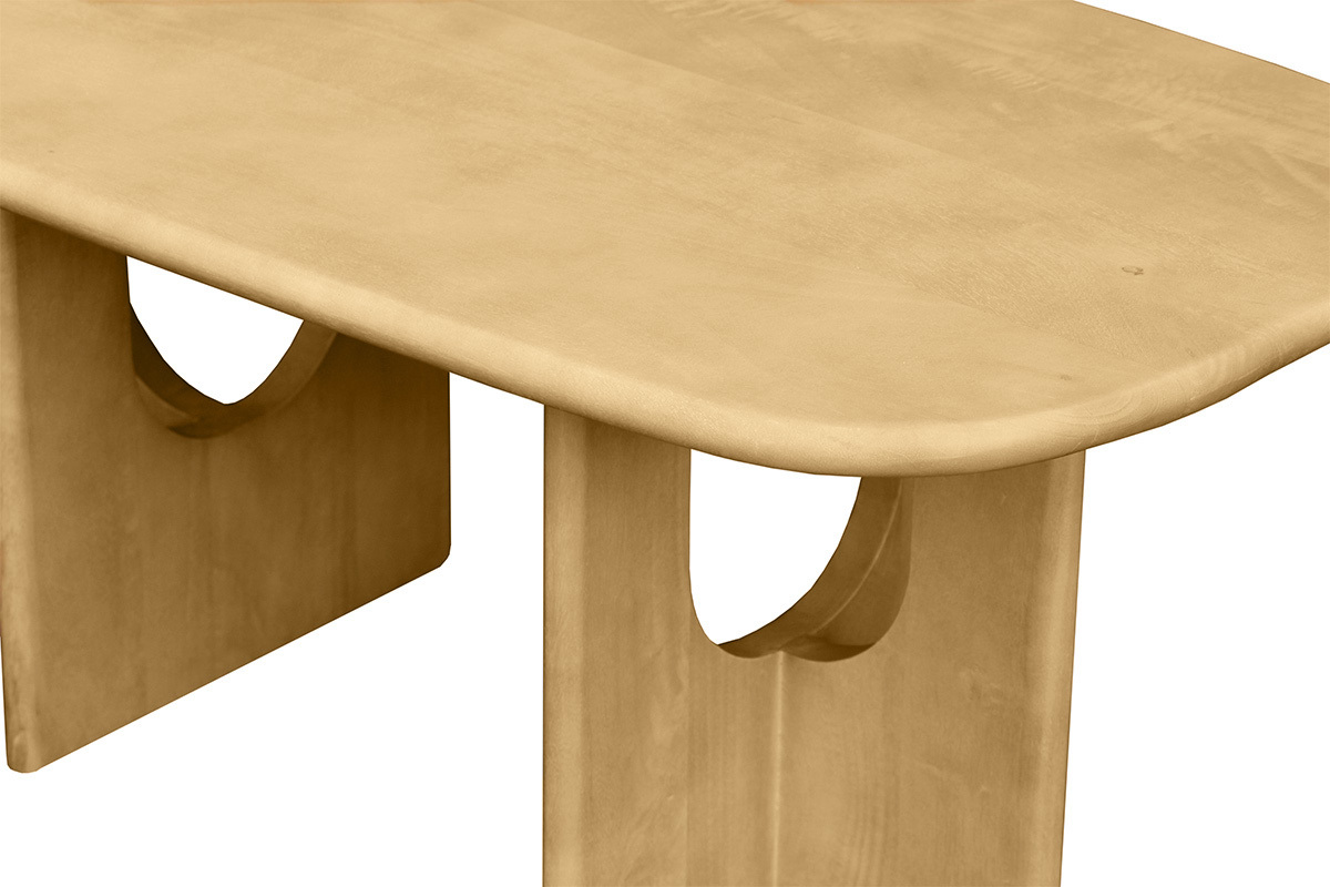 Table basse design bois clair manguier massif L100 cm MASSARI