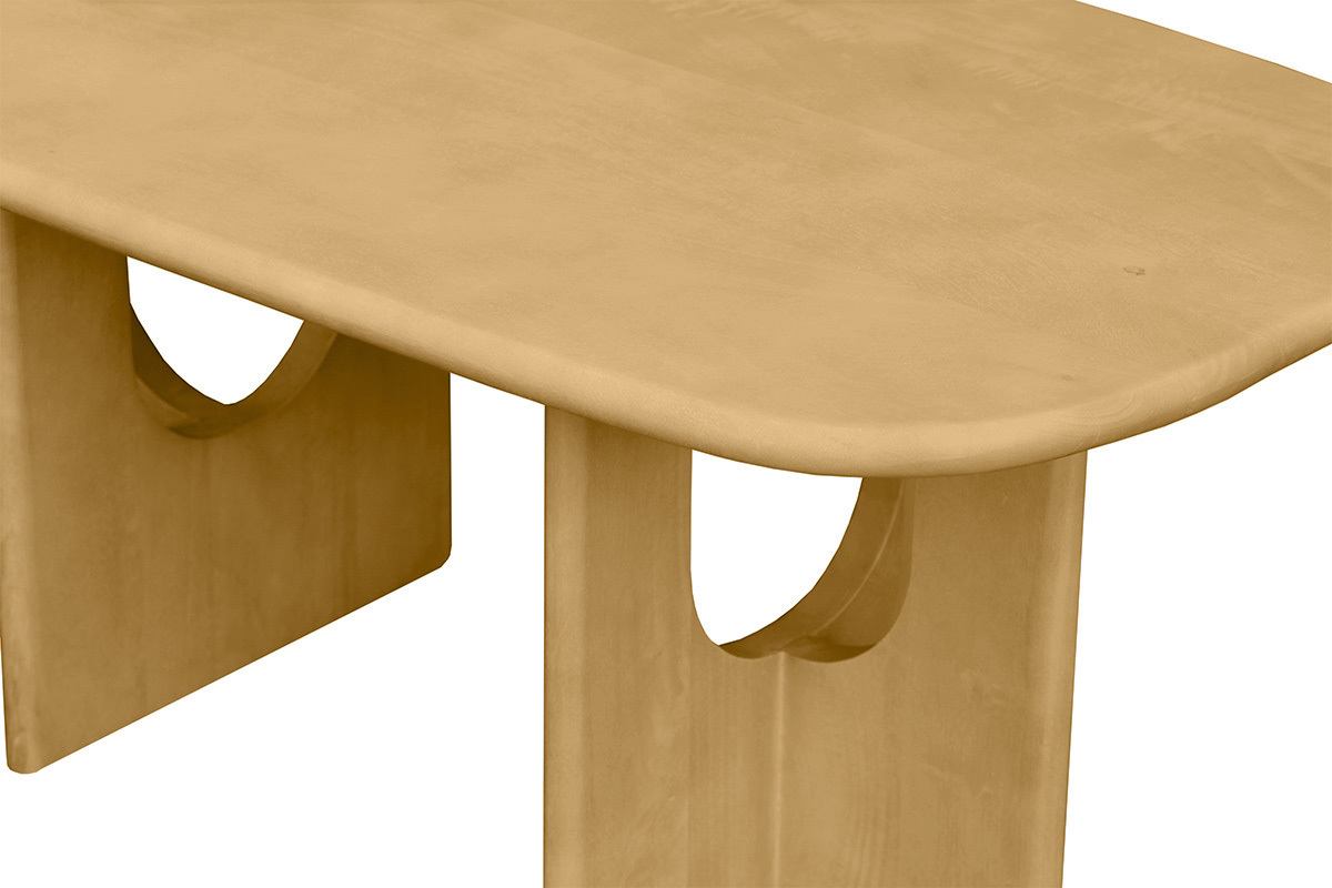 Table basse design bois clair manguier massif L100 cm MASSARI