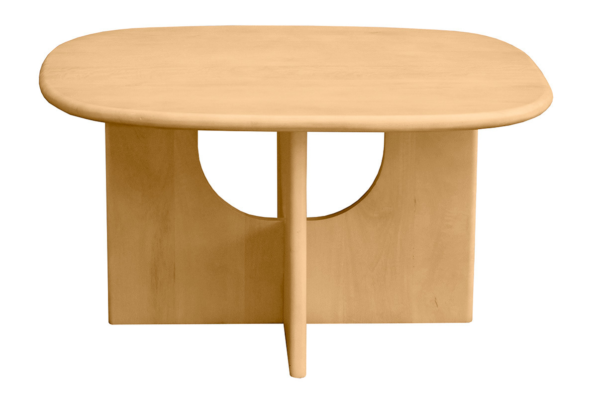 Table basse design bois clair manguier massif L80 cm MASSARI